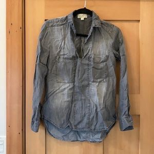 Cloth and Stone grey denim pull over shirt